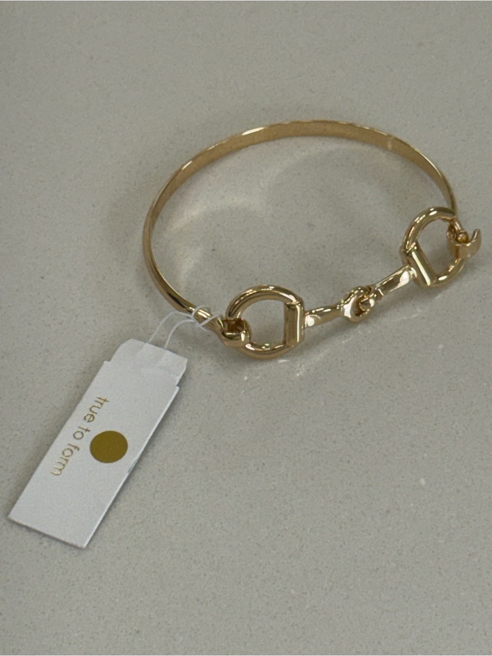 Gold Horsebit Link Bangle Bracelet - True to Form NIB - Picture 2 of 9